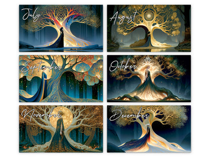 Tree of Life Sacred 2027 wall calendar monthly artwork preview July through December