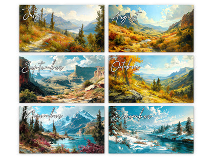 Western Vistas 2027 wall calendar monthly artwork preview July through December
