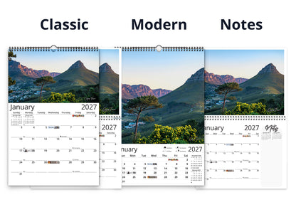 Africa Vistas by Kaleidoscope Artisan - Wildlife and Landscapes with Holidays 2027 wall calendar calendar layout comparison