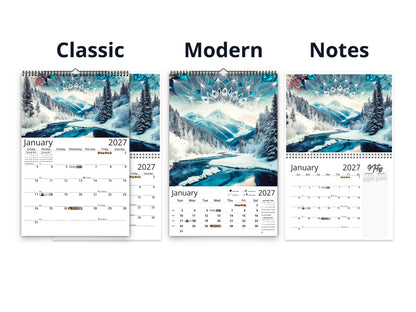 Alaska Embrace 2027 wall calendar calendar layout comparison
