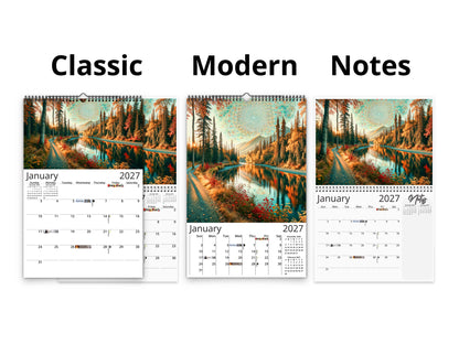 Alaska's Autumn 2027 wall calendar calendar layout comparison