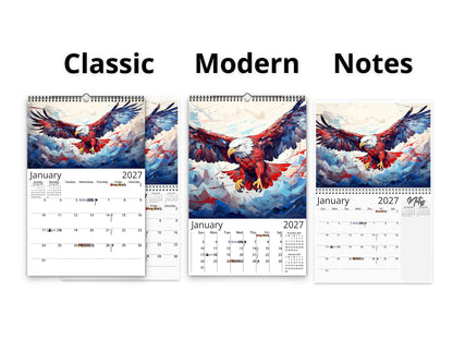 Calendario de pared de vida silvestre de Alaska 2026 de Kaleidoscope Artisan: animales geométricos vibrantes con festividades