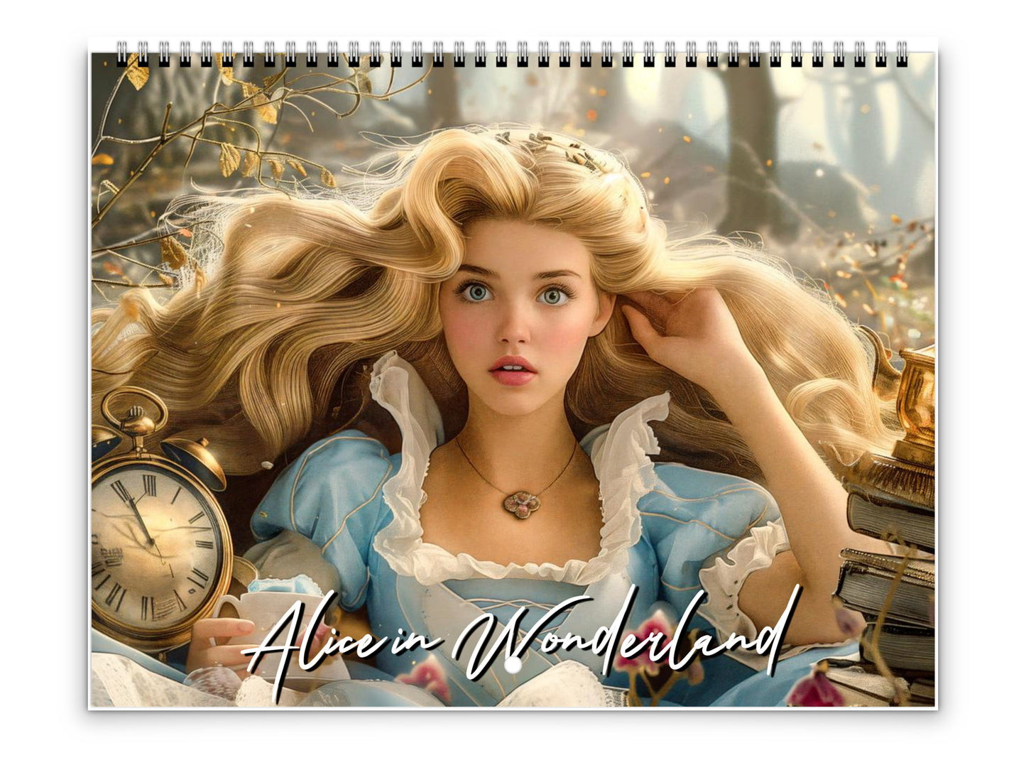 Calendario de pared de Alicia en el País de las Maravillas 2026 de Kaleidoscope Artisan: Aventuras de cuentos con festividades