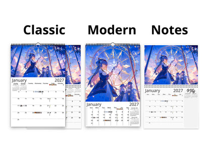 Anime Illuminated Tales 2027 wall calendar calendar layout comparison