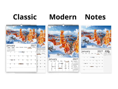 Artistic National Parks 2027 wall calendar calendar layout comparison