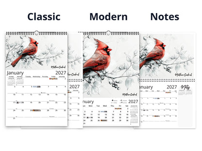 Avian Sketches 2027 wall calendar calendar layout comparison