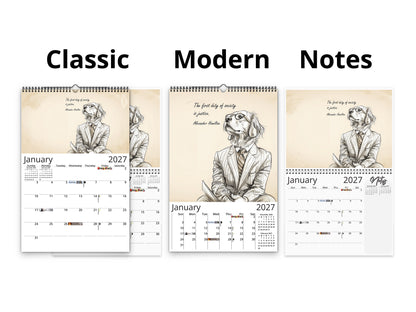 2027 Canine Counsel Wall Calendar by Kaleidoscope Artisan – Wisdom in Fur with Holidays