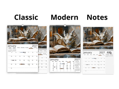 2027 Dragon Books Wall Calendar by Kaleidoscope Artisan – Magical Fantasy Journey with Holidays