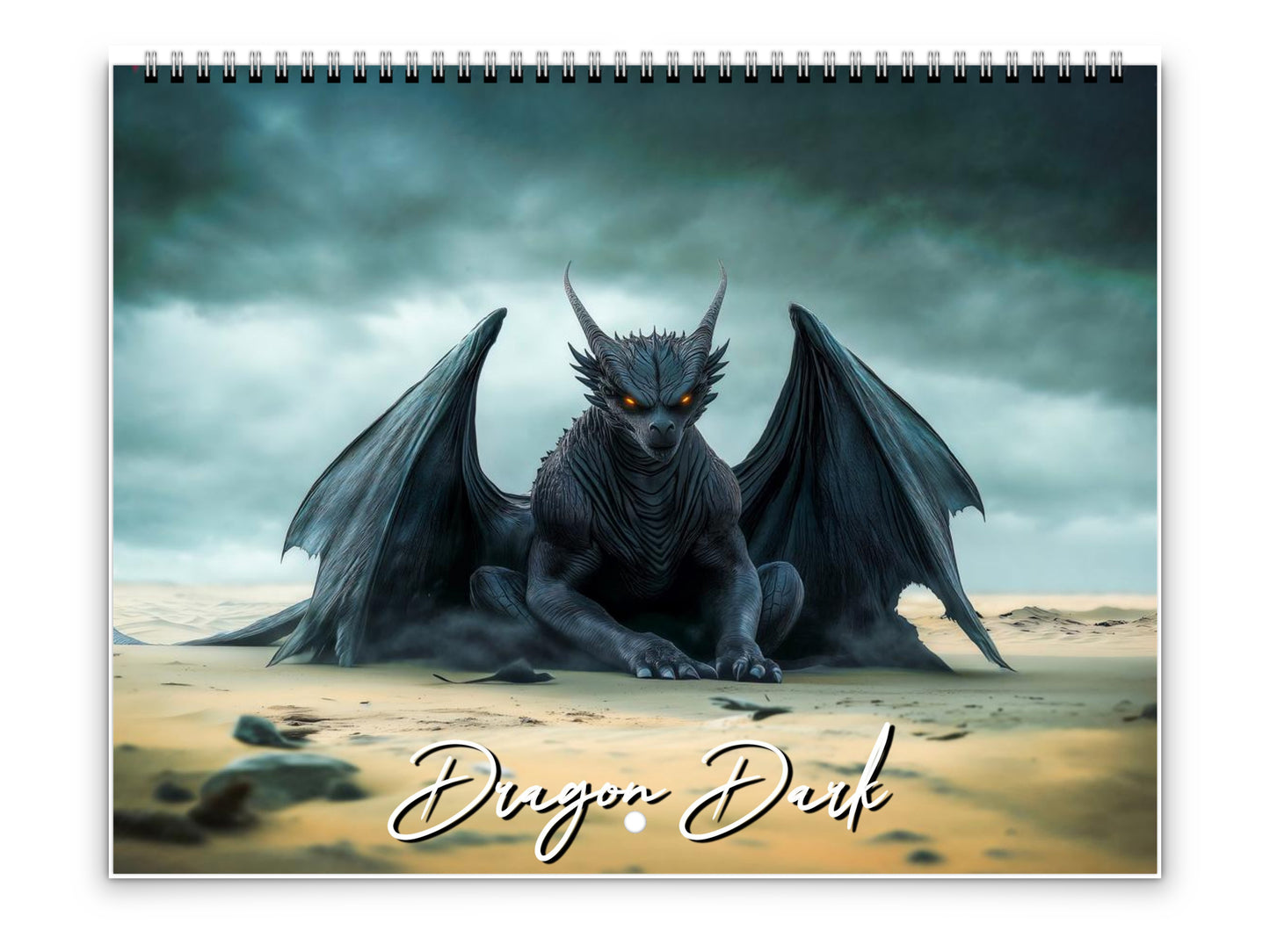 Calendario de pared Dragon Dark 2026 de Kaleidoscope Artisan: Guardianes Místicos de la Noche con Festividades