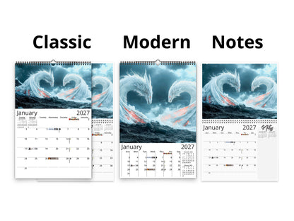 Dragon Light 2027 wall calendar calendar layout comparison