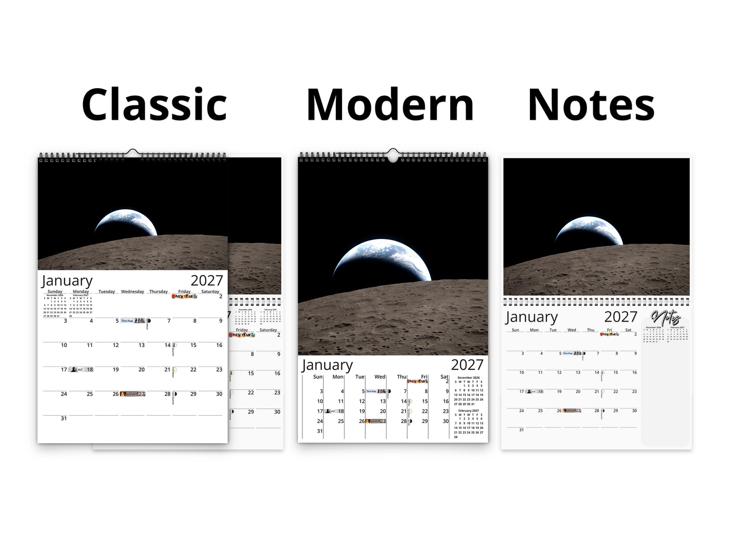 Earth Vistas Photography 2027 wall calendar calendar layout comparison