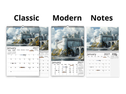 Fantasy Castle 2027 wall calendar calendar layout comparison