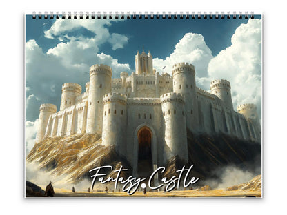 Calendario de pared de castillos de fantasía 2026 de Kaleidoscope Artisan: Reinos místicos con festividades