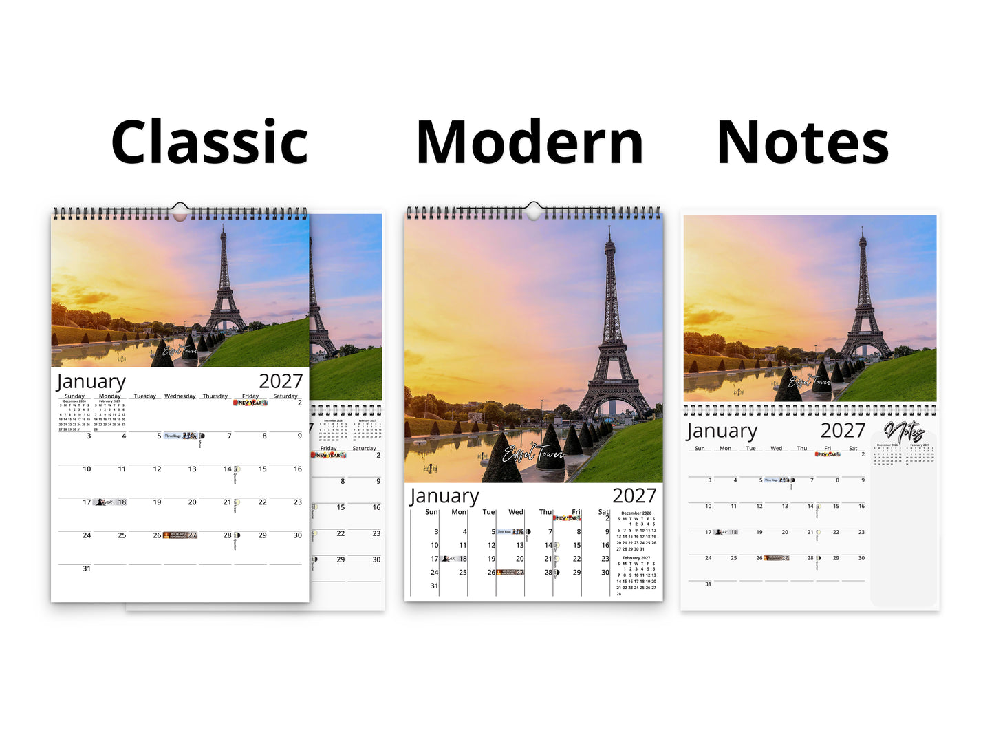 France Vistas Photography 2027 wall calendar calendar layout comparison