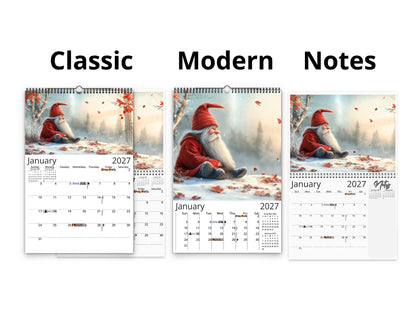 2027 Gnomes Wall Calendar by Kaleidoscope Artisan – Whimsical Adventures with Holidays