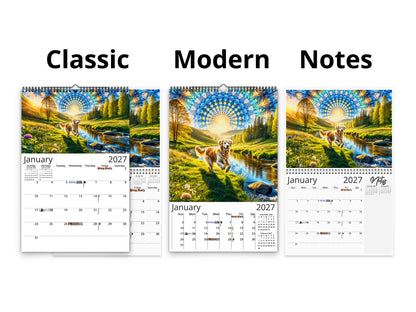 Golden Retriever 2027 wall calendar calendar layout comparison