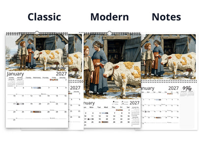 Jack and the Beanstalk 2027 wall calendar calendar layout comparison