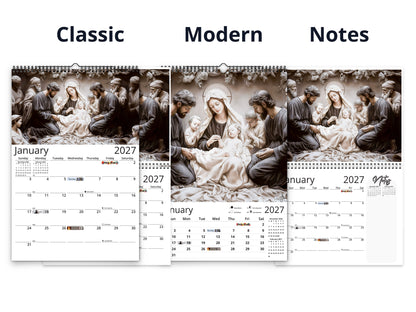 Light of Jesus 2027 wall calendar calendar layout comparison