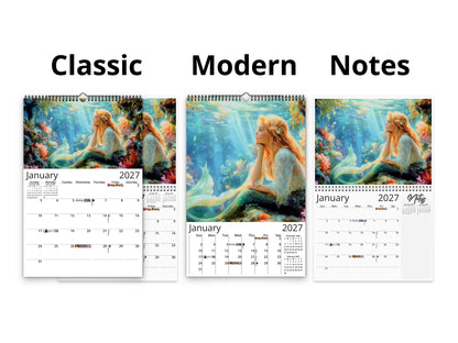 Mermaid 2027 wall calendar calendar layout comparison