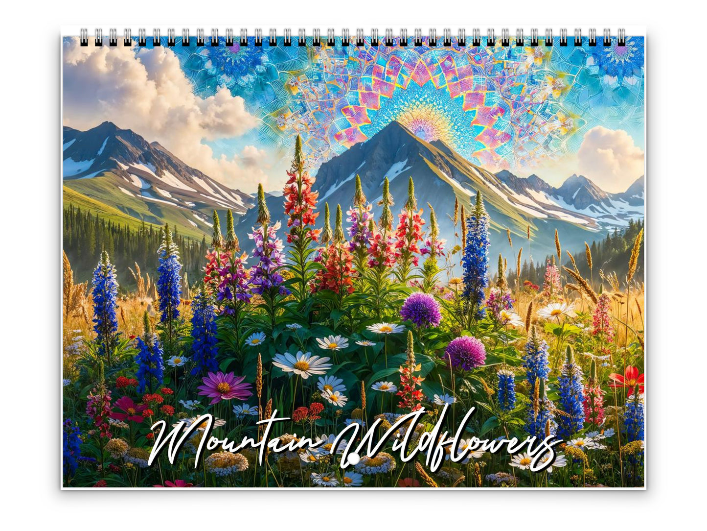 Calendario de pared de flores silvestres de montaña 2026 de Kaleidoscope Artisan: flores alpinas con festividades