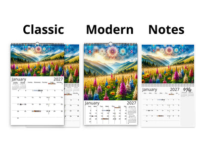 Mountain Wildflowers 2027 wall calendar calendar layout comparison