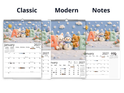 My ABC Adventure by Kaleidoscope Artisan - Playful Learning with Holidays 2027 wall calendar calendar layout comparison