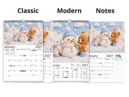 My Colors Adventure by Kaleidoscope Artisan - Whimsical Felt Friends with Holidays 2027 wall calendar calendar layout comparison