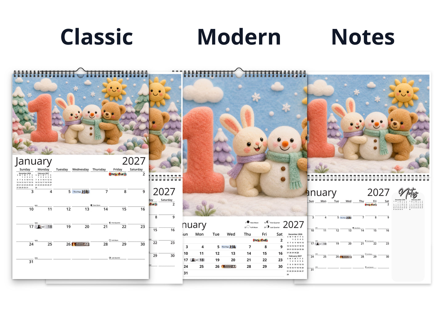 My Counting Adventure by Kaleidoscope Artisan - Playful Learning with Holidays 2027 wall calendar calendar layout comparison