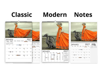 My Little Dragon Princess 2027 wall calendar calendar layout comparison