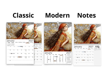 2027 Red Riding Hood Wall Calendar by Kaleidoscope Artisan – Enchanted Journey with Holidays