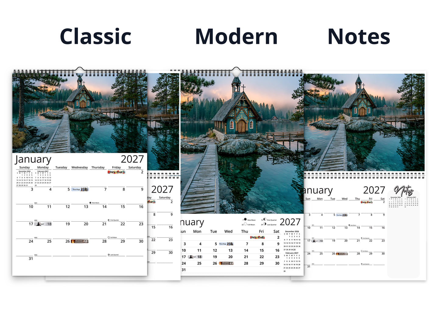 Sanctuary 2027 wall calendar calendar layout comparison