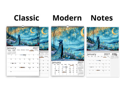Starry Night 2027 wall calendar calendar layout comparison