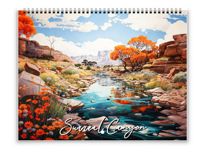 2026 Surreal Canyon Wall Calendar by Kaleidoscope Artisan – Desert Dreams with Holidays