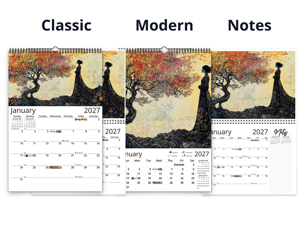 Tree of Life by Kaleidoscope Artisan - Enchanting Mystical Designs with Holidays 2027 wall calendar calendar layout comparison