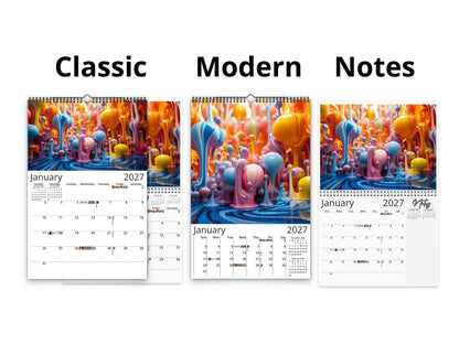 2027 Vivid Colors Wall Calendar by Kaleidoscope Artisan – Art in Motion with Holidays
