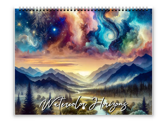 2026 Watercolor Horizons Wall Calendar by Kaleidoscope Artisan – Ethereal Landscape Art with Holidays