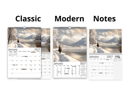 2027 Western Trails Wall Calendar by Kaleidoscope Artisan – Captivating Cowboy Landscapes with Holidays