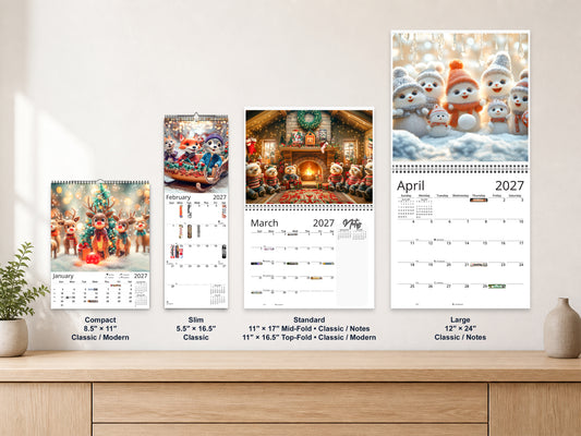 Merriment 2027 wall calendar complete size range environment display