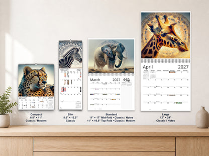 African Wildlife 2027 wall calendar complete size range environment display