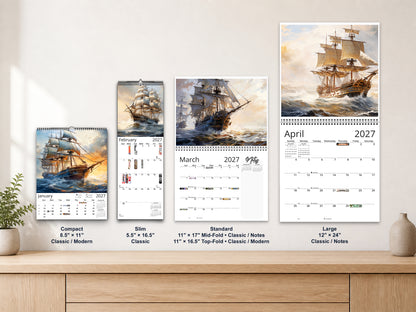 Age of Sail 2027 wall calendar complete size range environment display