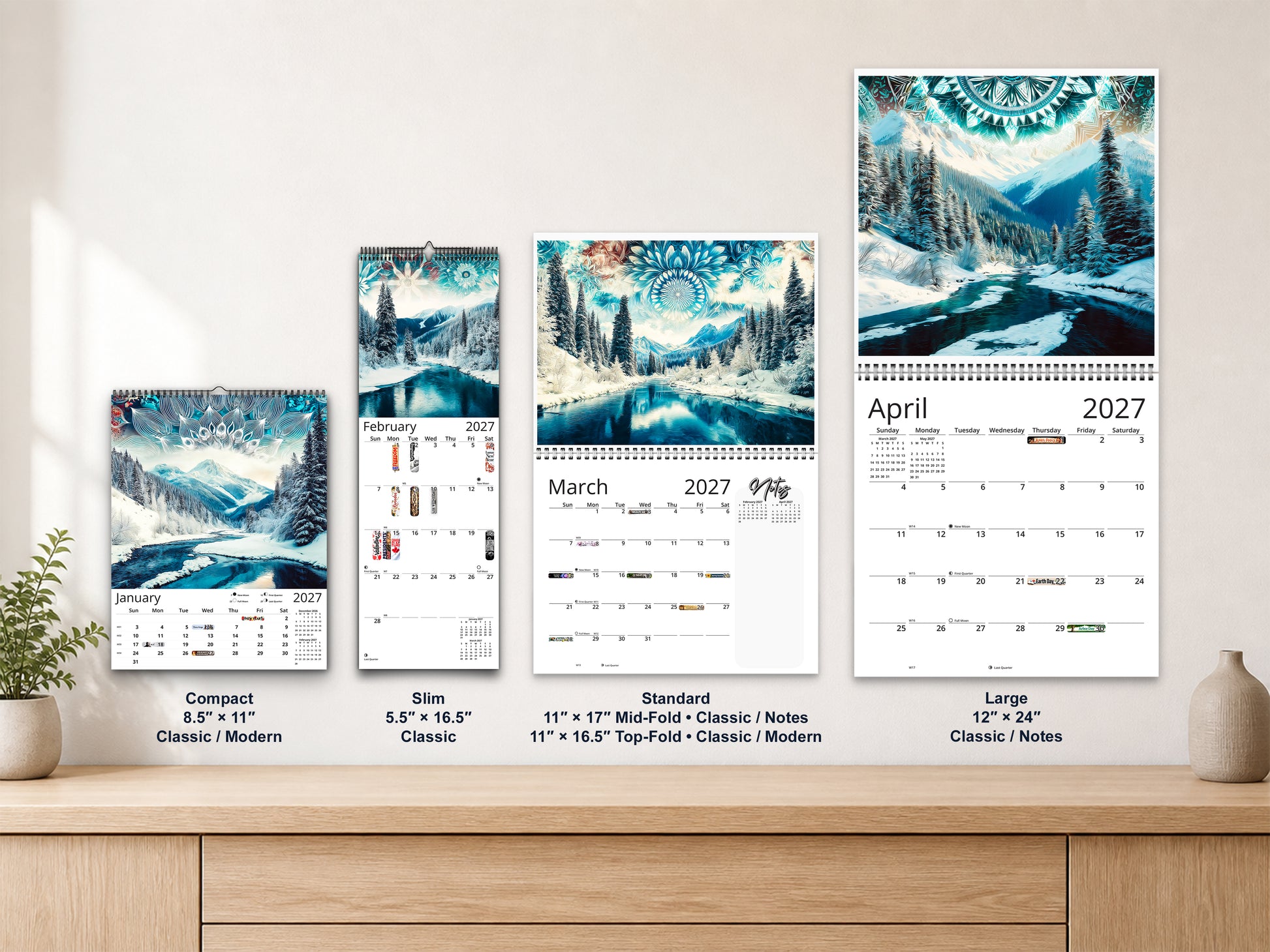 Alaska Embrace 2027 wall calendar complete size range environment display