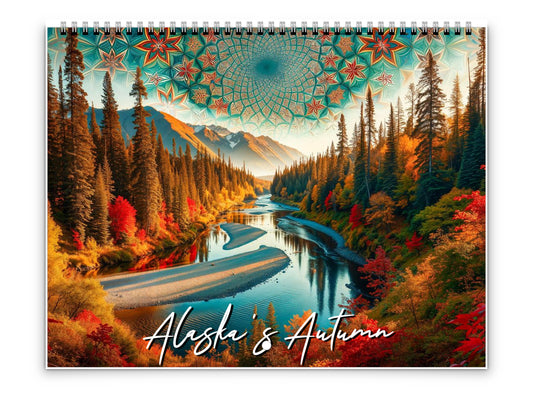 2026 Alaska's Autumn Wall Calendar by Kaleidoscope Artisan – Nature’s Tranquility with Holidays