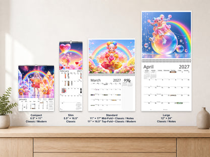 Anime Rainbow 2027 wall calendar complete size range environment display