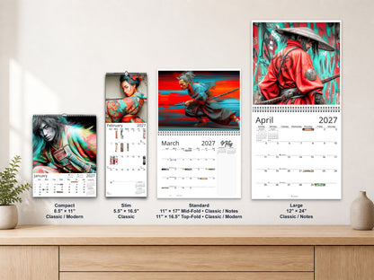 Anime Ronin 2027 wall calendar complete size range environment display
