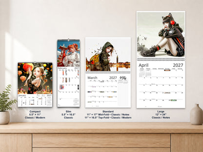 Anime Tourist 2027 wall calendar complete size range environment display