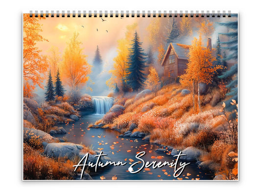 2026 Autumn Serenity Wall Calendar by Kaleidoscope Artisan – Rustic Dreams with Holidays