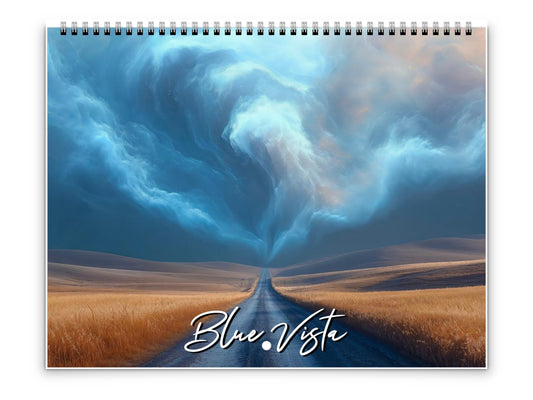 2026 Blue Vista Wall Calendar by Kaleidoscope Artisan – Captivating Horizons with Holidays