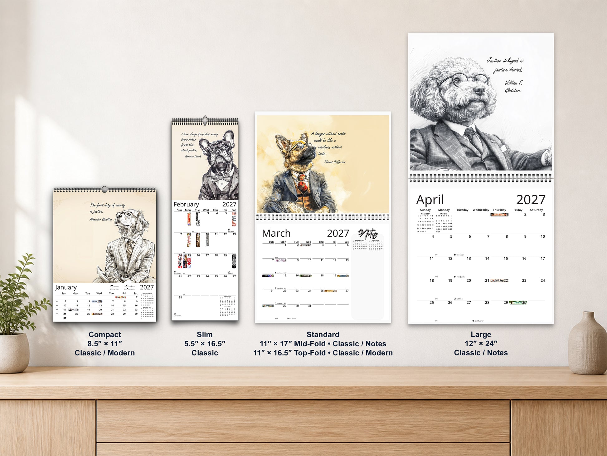 Canine Counsel 2027 wall calendar complete size range environment display