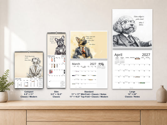 Canine Counsel 2027 wall calendar complete size range environment display
