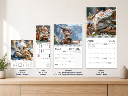 Dragon Book Club 2027 wall calendar complete size range environment display